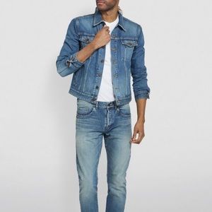 NWOT Saint Laurent Paris Bandana Distressed Denim Jacket in Blue